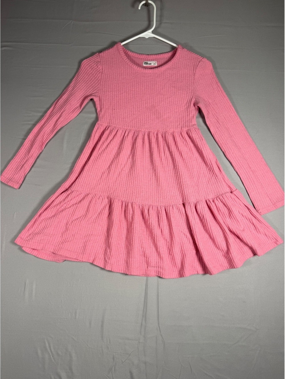 Epic Threads Long Sleeve Tiered Dress Size M Pink Waffle Knit